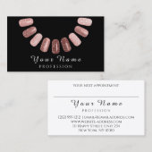 Carte De Visite Salon professionnel Nails Manicurist Rose noir (Devant / Derrière)