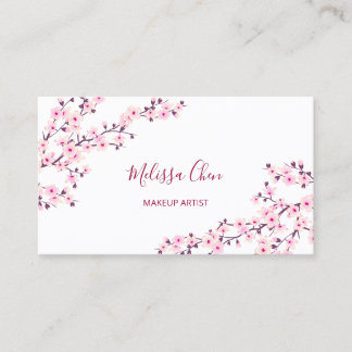 Carte De Visite Salon Rose Blanc de Cerisier Professionnel