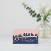 Carte De Visite Salon rose de bleu marine d'égoutture d'or de (Debout devant)