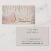 Carte De Visite Salon rose de glitterie à ongles (Devant / Derrière)