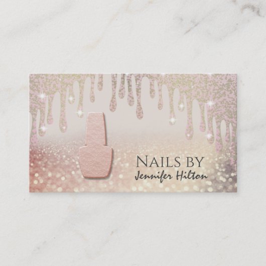 Carte De Visite Salon rose de glitterie à ongles (Devant)