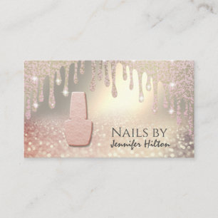 Carte De Visite Salon rose de glitterie à ongles