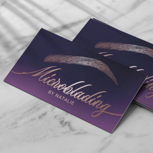 Carte De Visite Salon rose Gold Eyebrow Microblading Purple