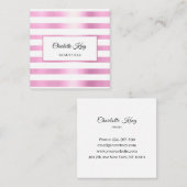 Carte de visite Salon Rose White Stripes (Devant / Derrière)