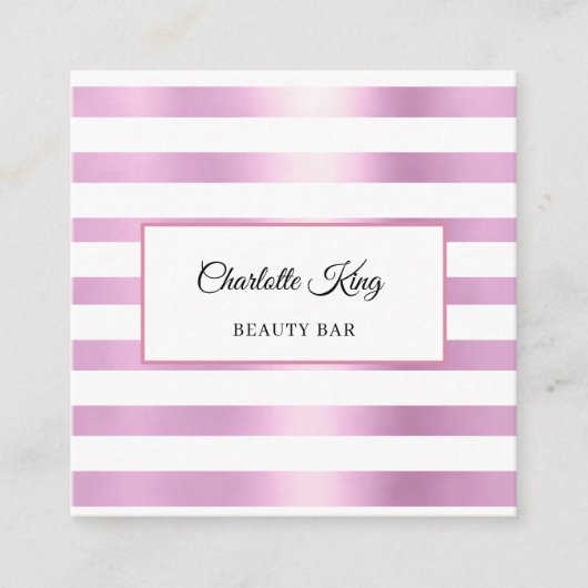 Carte de visite Salon Rose White Stripes (Devant)