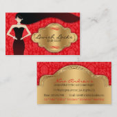 Carte De Visite Salon rouge de coiffeur de damassé d'or (Devant / Derrière)