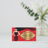 Carte De Visite Salon rouge de coiffeur de damassé d'or (Debout devant)