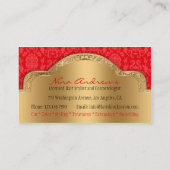 Carte De Visite Salon rouge de coiffeur de damassé d'or (Dos)