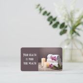 Carte De Visite Salon spa avec serviettes et orchidées (Debout devant)