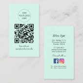 Carte De Visite Salon Spa simple et vert QR Code (Devant / Derrière)