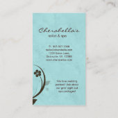 Carte De Visite Salon Spa Watery Blue Floral Élégant (Dos)