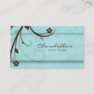 Carte De Visite Salon Spa Watery Blue Floral Élégant