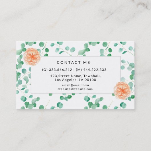 Carte De Visite Salon Spa wedding planner Vert Blanc (Dos)