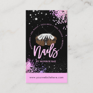 Carte De Visite Salon technique de ongle rose Parties scintillant