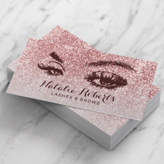 Carte De Visite Salon tendance Rose Gold Parties scintillant Lashe