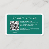 Carte De Visite Salon vert moderne tendance avec QR code (Dos)