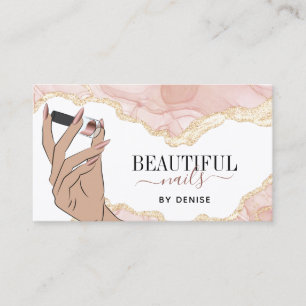Carte De Visite  salons à ongles rose vif femme technicienne à ong