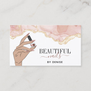 Carte De Visite  salons à ongles rose vif femme technicienne à ong
