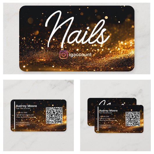 Carte De Visite Salons de beauté professionnel QR Code Nail Tech