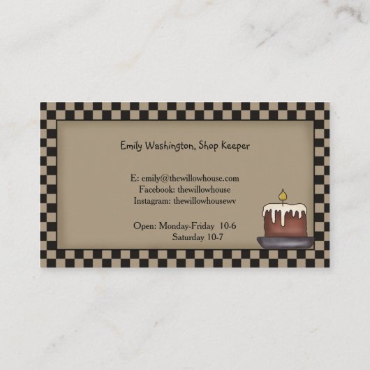 Carte De Visite Saltbox House primitif et Willow Tree modifiable (Dos)