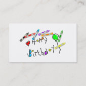 Carte De Visite Salutation d'anniversaire de crayon, (Dos)