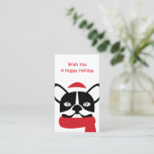 Carte De Visite Salutation de Bulldog Père Noël (Debout devant)