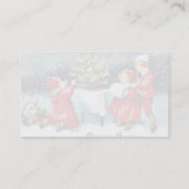 Carte De Visite Salutation de Noël avec des enfants jouant autour (Dos)