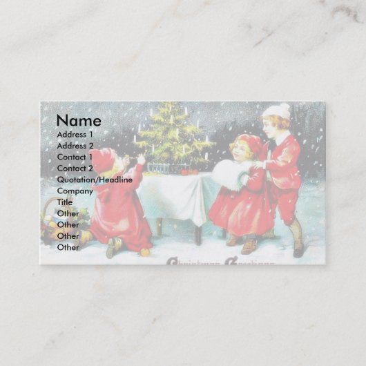 Carte De Visite Salutation de Noël avec des enfants jouant autour (Devant)