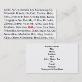 Carte De Visite salutations (Devant / Derrière)