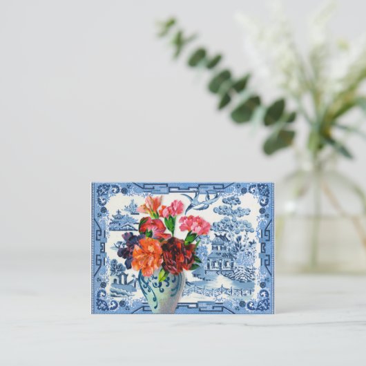 Carte De Visite Salutations Blue Willow (Debout devant)