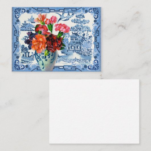 Carte De Visite Salutations Blue Willow (Devant / Derrière)