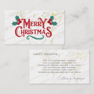 Carte De Visite Salutations de vacances   Joyeux message de Noël