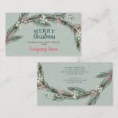Carte De Visite Salutations d'entreprise neige verte de couronne d (Devant / Derrière)