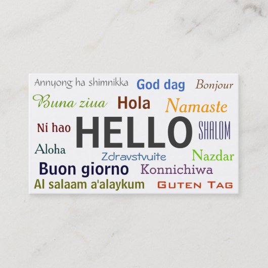 Carte De Visite Salutations du monde (Devant)