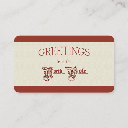 Carte De Visite Salutations du pôle Nord (Devant)