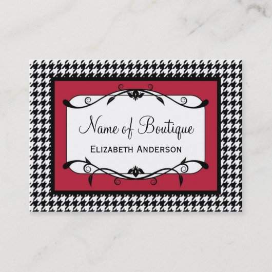 Carte De Visite Samba Rouge et noir Houndstooth Automne Mode (Devant)
