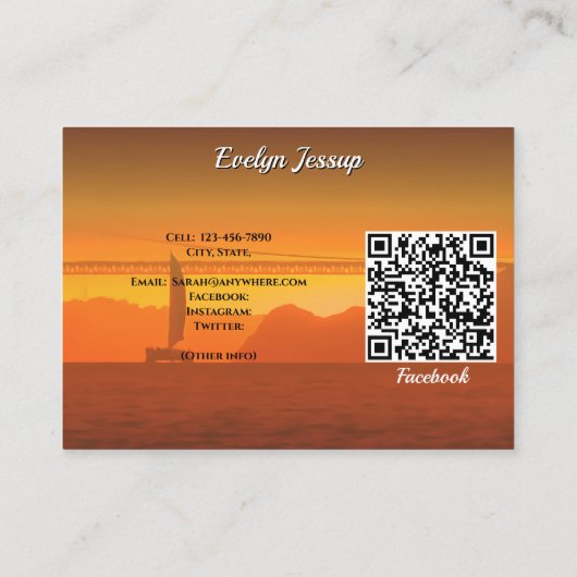 Carte De Visite San Francisco Sunset 1124 QR Code Calling Card (Dos)