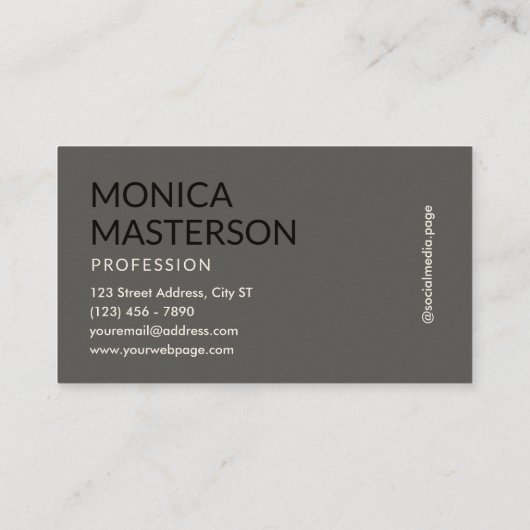 Carte De Visite Sand gray minimalist monogram (Dos)