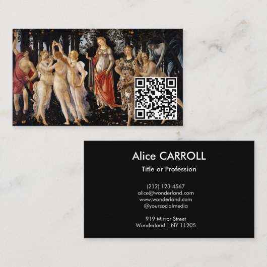 Carte De Visite Sandro Botticelli - La Primavera - QR Code (Devant / Derrière)
