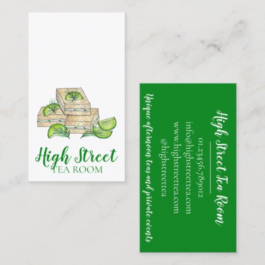 Carte De Visite Sandwich Au Doigt De Concombre L'Après-Midi Salle  (Devant / Derrière)