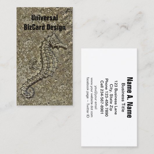 Carte De Visite Sandy Textured Seahorse Photo (Devant / Derrière)
