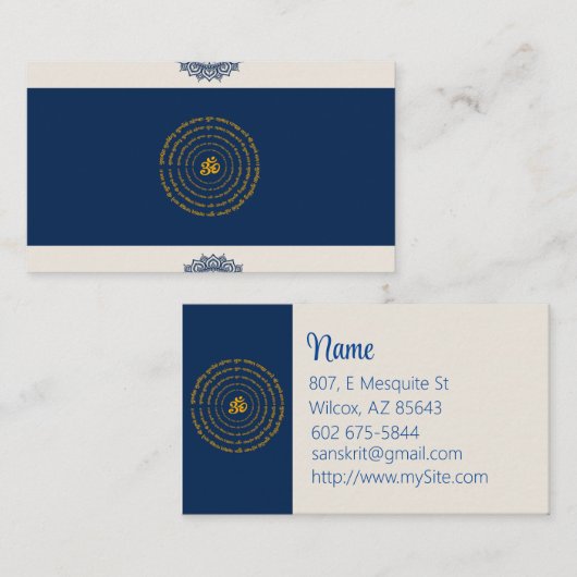 Carte de visite sanskrit (Devant / Derrière)