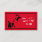 Carte De Visite Santa Claus Xmas Red Hire Sleigh Professionnel (Devant)