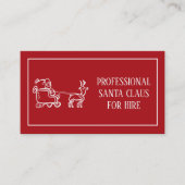 Carte De Visite Santa Claus Xmas Red Hire Sleigh Professionnel (Devant)