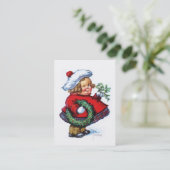 Carte De Visite Santa Elf avec la guirlande (Debout devant)