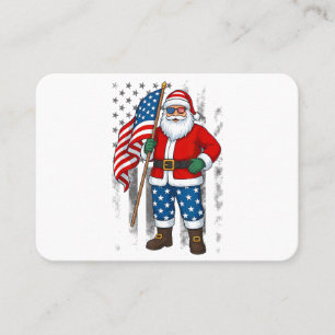 Carte De Visite Santa USA Drapeau Américain Noël En Juillet Joyeux