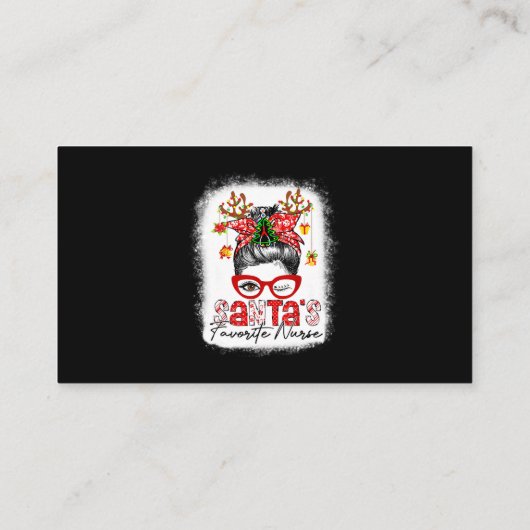 Carte De Visite Santas Infirmière préférée Noël Messy Bun Bleached (Dos)