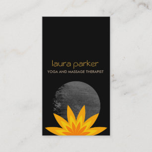Carte De Visite Santé curative de Lotus de fleur de yoga noir