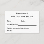 Carte De Visite Santé des femmes Nomination d'un médecin Médicale (Dos)