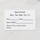 Carte De Visite Santé des femmes Nomination d'un médecin Médicale (Dos)